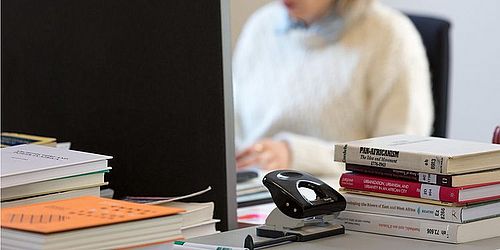 Student sitting in front of the computer
